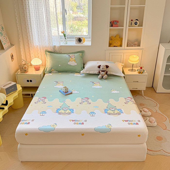 91家纺网 家纺一手货源 找家纺 名优家纺 2026新款12868全棉印花床笠 冰激凌派对