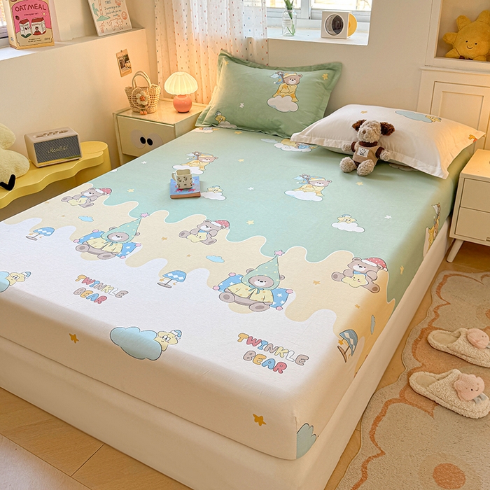 91家纺网 家纺一手货源 找家纺 名优家纺 2026新款12868全棉印花床笠 冰激凌派对