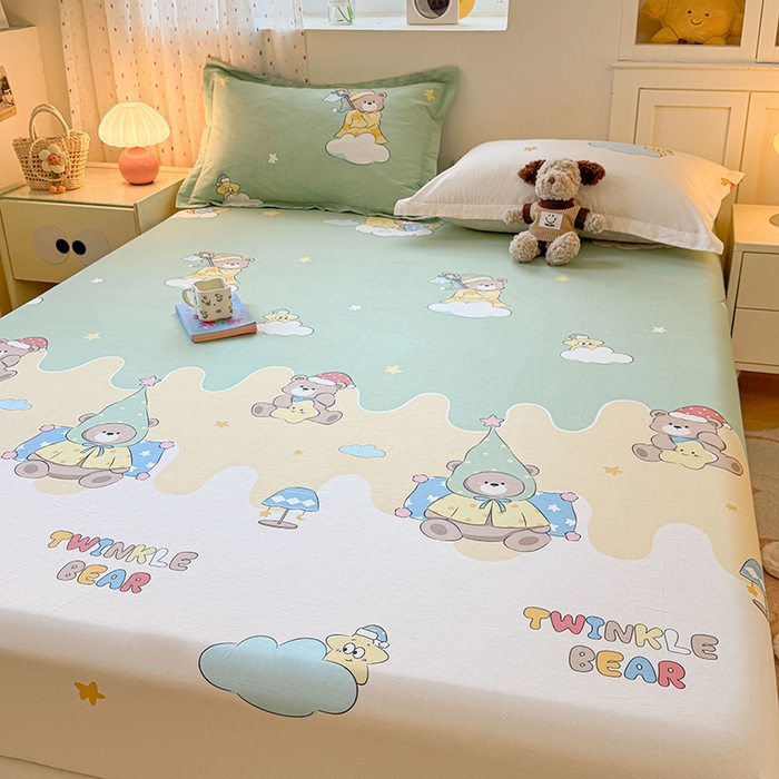 91家纺网 家纺一手货源 找家纺 名优家纺 2026新款12868全棉印花床笠 冰激凌派对