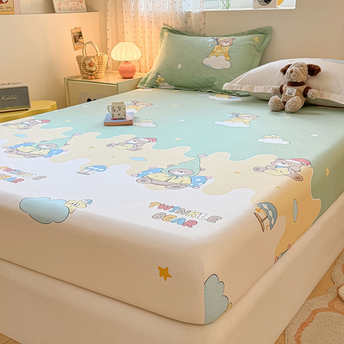 91家纺网 家纺一手货源 找家纺 名优家纺 2026新款12868全棉印花床笠 冰激凌派对