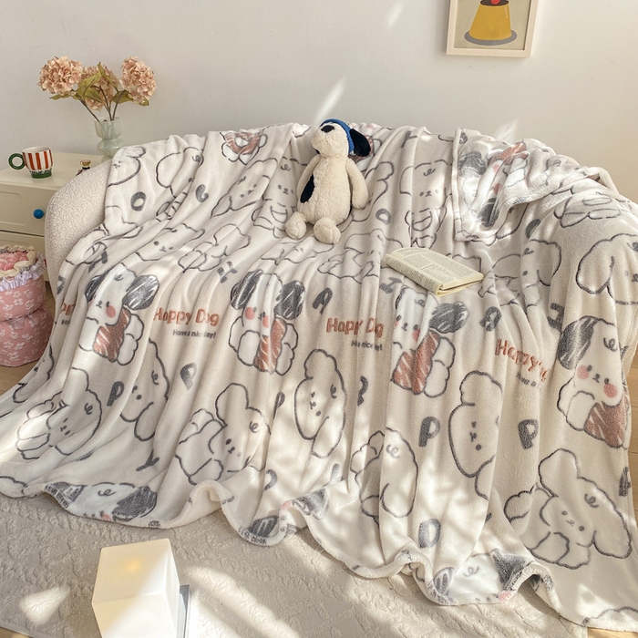 91家纺网 家纺一手货源 找家纺 爱彼家纺 2025热门冬季加厚雪花绒印花多功能毛毯毯子修色图-系列二 涂鸦小狗