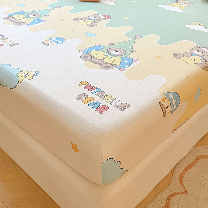 91家纺网 家纺一手货源 找家纺 名优家纺 2026新款12868全棉印花床笠 冰激凌派对