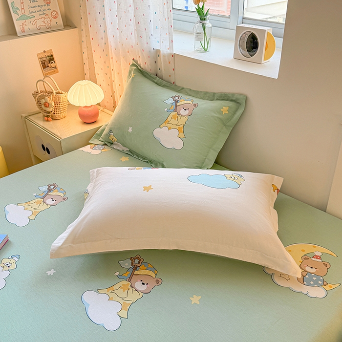 91家纺网 家纺一手货源 找家纺 名优家纺 2026新款12868全棉印花床笠 冰激凌派对