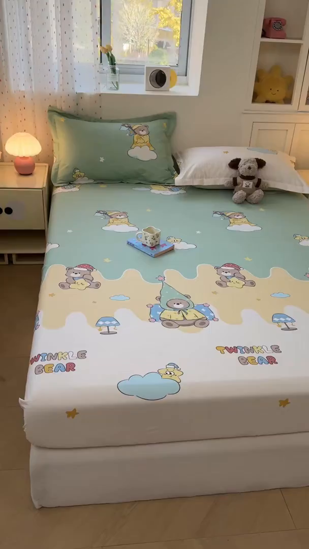 91家纺网 家纺一手货源 找家纺 名优家纺 2026新款12868全棉印花床笠 冰激凌派对