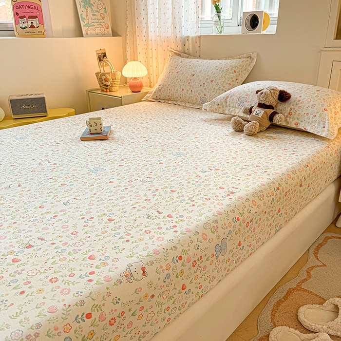 91家纺网 家纺一手货源 找家纺 名优家纺 2026新款12868全棉印花床笠 动物花园