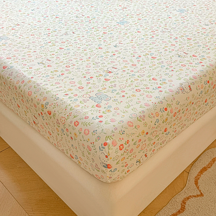 91家纺网 家纺一手货源 找家纺 名优家纺 2026新款12868全棉印花床笠 动物花园