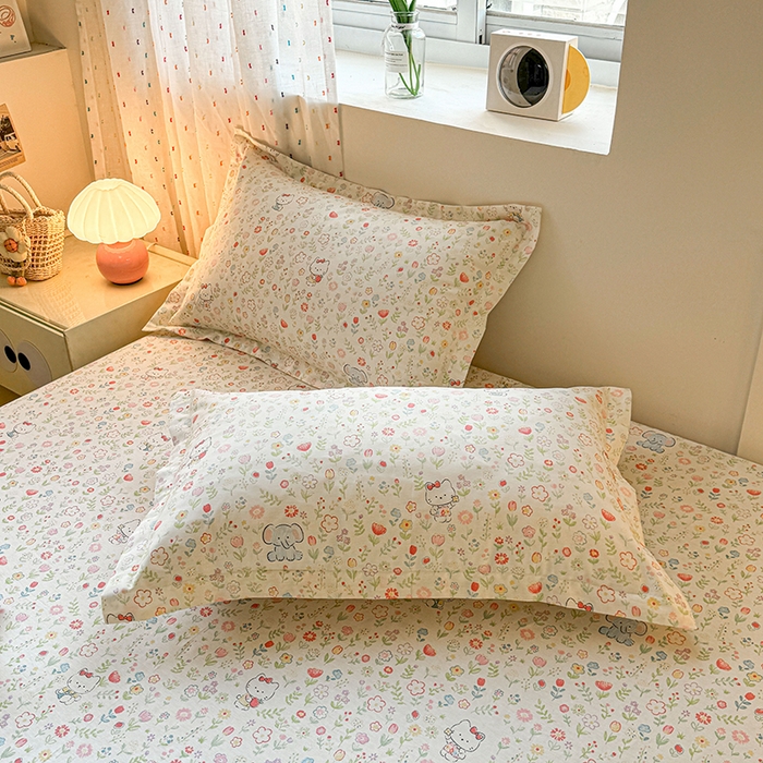 91家纺网 家纺一手货源 找家纺 名优家纺 2026新款12868全棉印花床笠 动物花园