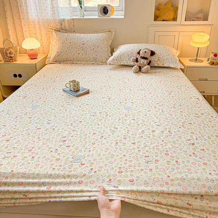 91家纺网 家纺一手货源 找家纺 名优家纺 2026新款12868全棉印花床笠 动物花园