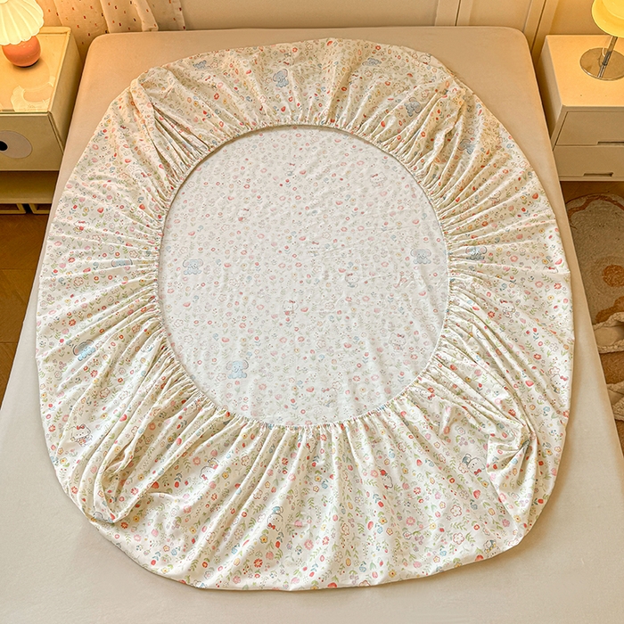 91家纺网 家纺一手货源 找家纺 名优家纺 2026新款12868全棉印花床笠 动物花园