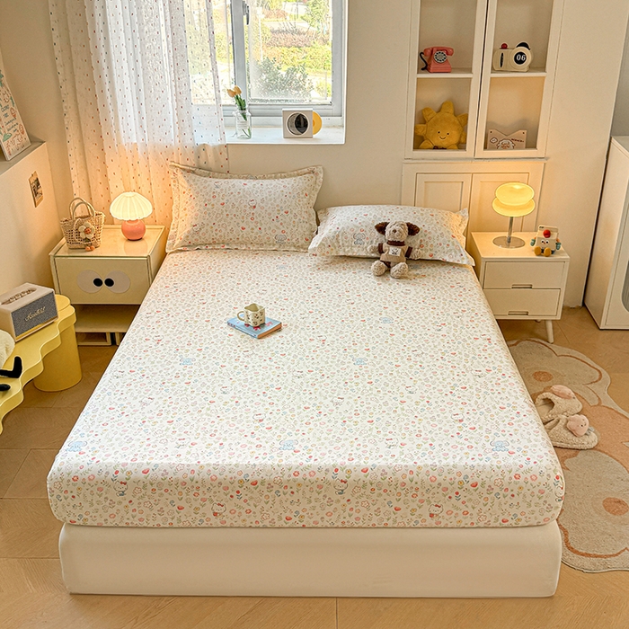 91家纺网 家纺一手货源 找家纺 名优家纺 2026新款12868全棉印花床笠 动物花园