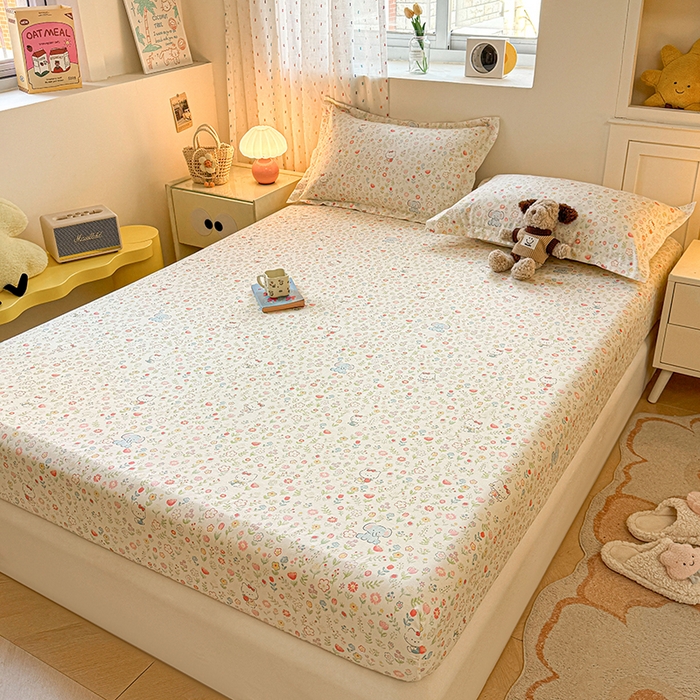 91家纺网 家纺一手货源 找家纺 名优家纺 2026新款12868全棉印花床笠 动物花园