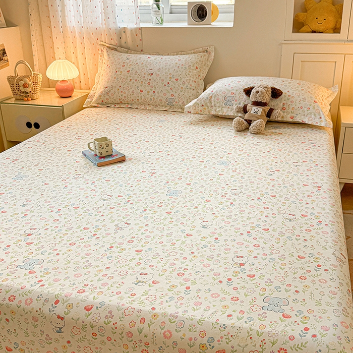 91家纺网 家纺一手货源 找家纺 名优家纺 2026新款12868全棉印花床笠 动物花园