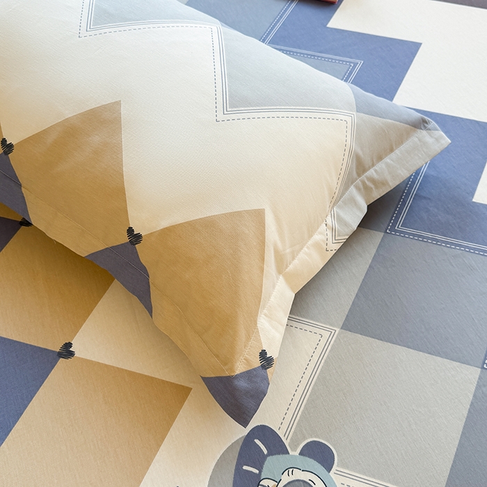 91家纺网 家纺一手货源 找家纺 名优家纺 2026新款12868全棉印花床笠 几何飞船