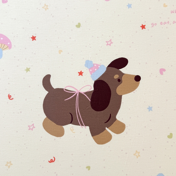 91家纺网 家纺一手货源 找家纺 名优家纺 2026新款12868全棉印花床笠 困困腊肠狗