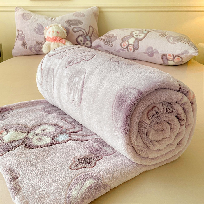 91家纺网 家纺一手货源 找家纺 爱彼家纺 2025热门冬季加厚雪花绒印花多功能毛毯毯子修色图-系列二 小紫奶兔