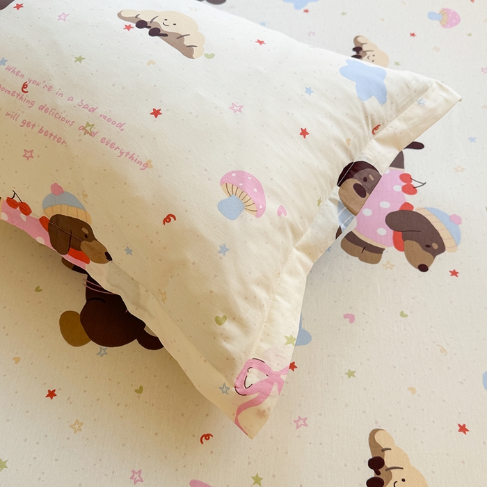 91家纺网 家纺一手货源 找家纺 名优家纺 2026新款12868全棉印花床笠 困困腊肠狗