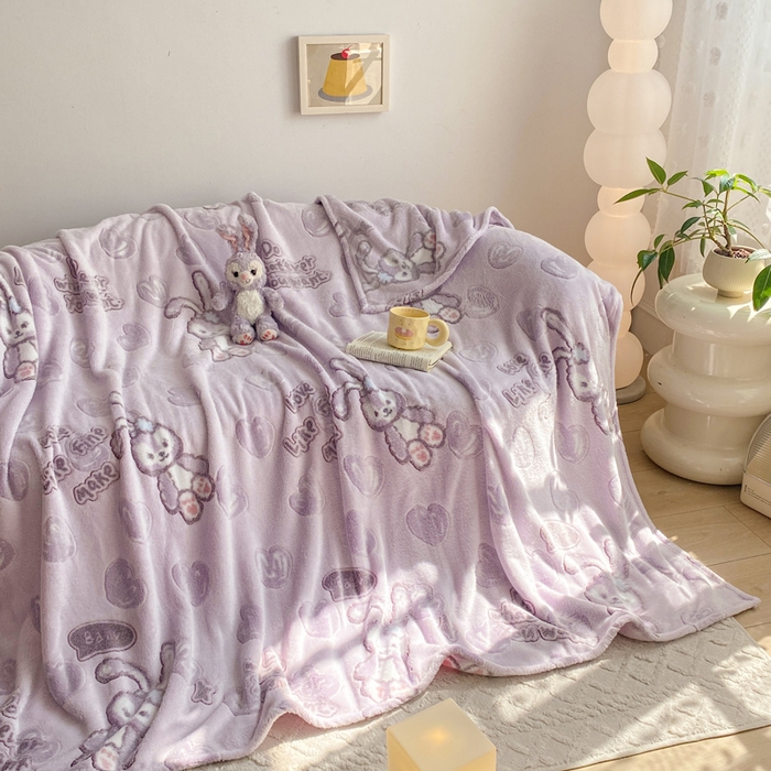 91家纺网 家纺一手货源 找家纺 爱彼家纺 2025热门冬季加厚雪花绒印花多功能毛毯毯子修色图-系列二 小紫奶兔