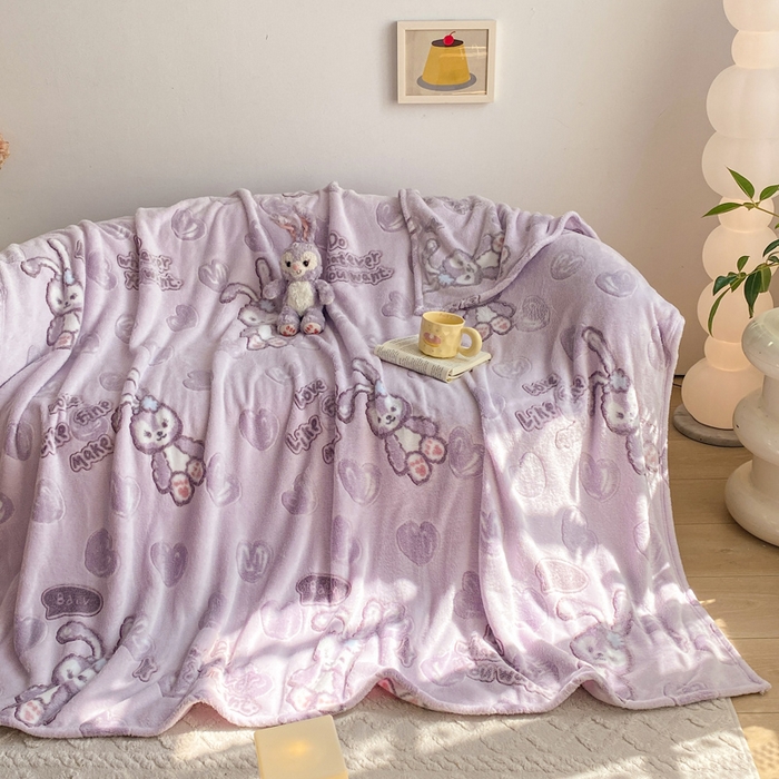 91家纺网 家纺一手货源 找家纺 爱彼家纺 2025热门冬季加厚雪花绒印花多功能毛毯毯子修色图-系列二 小紫奶兔