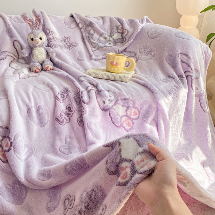 91家纺网 家纺一手货源 找家纺 爱彼家纺 2025热门冬季加厚雪花绒印花多功能毛毯毯子修色图-系列二 小紫奶兔