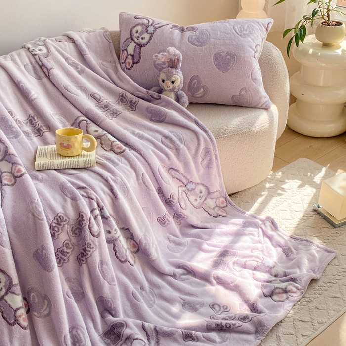 91家纺网 家纺一手货源 找家纺 爱彼家纺 2025热门冬季加厚雪花绒印花多功能毛毯毯子修色图-系列二 小紫奶兔