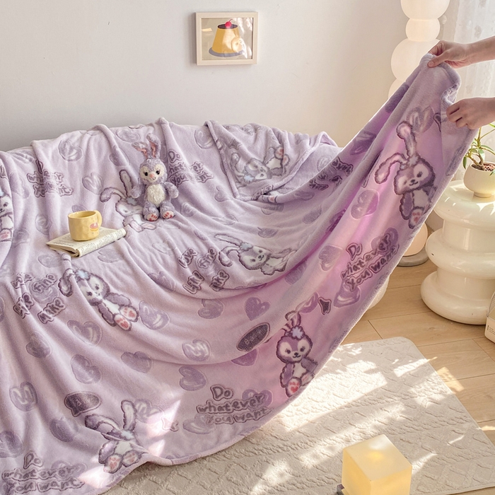 91家纺网 家纺一手货源 找家纺 爱彼家纺 2025热门冬季加厚雪花绒印花多功能毛毯毯子修色图-系列二 小紫奶兔