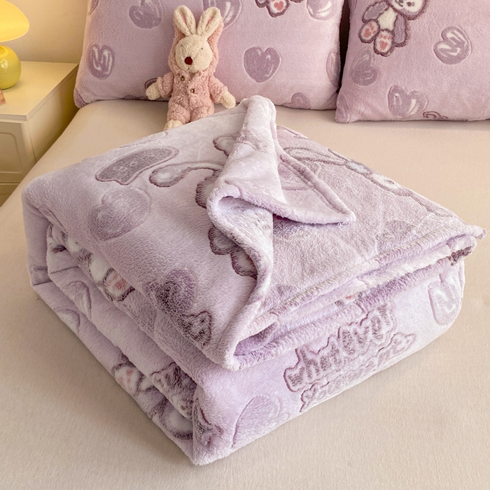 91家纺网 家纺一手货源 找家纺 爱彼家纺 2025热门冬季加厚雪花绒印花多功能毛毯毯子修色图-系列二 小紫奶兔