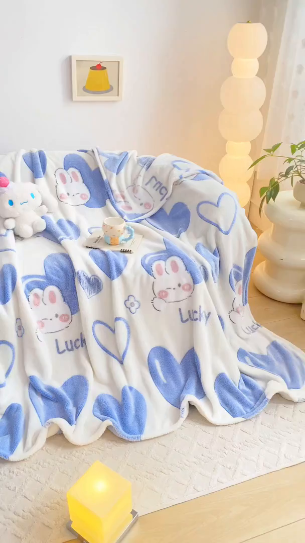 91家纺网 家纺一手货源 找家纺 爱彼家纺 2025热门冬季加厚雪花绒印花多功能毛毯毯子修色图-系列二 心相印