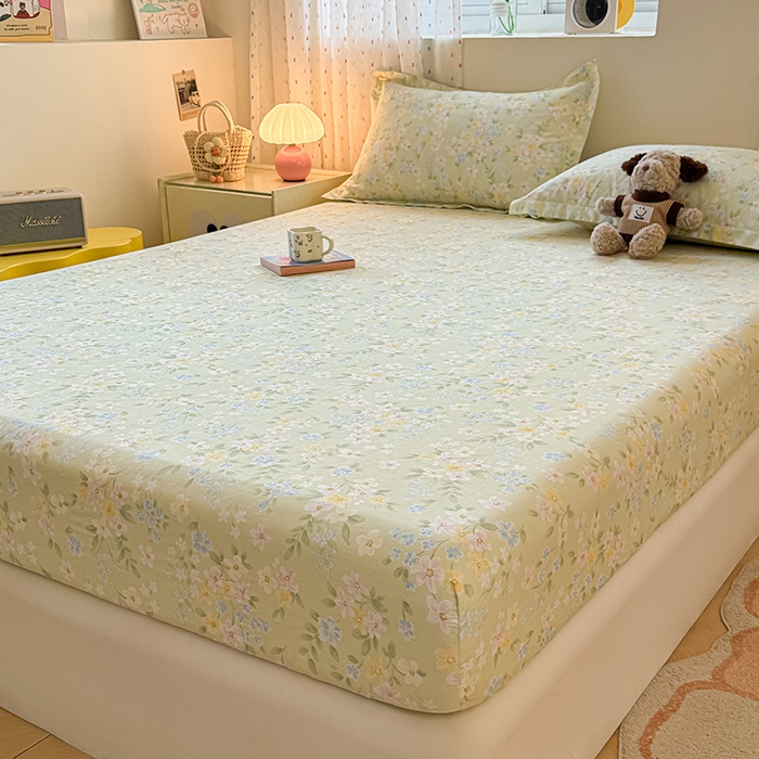 91家纺网 家纺一手货源 找家纺 名优家纺 2026新款12868全棉印花床笠 徐徐花开