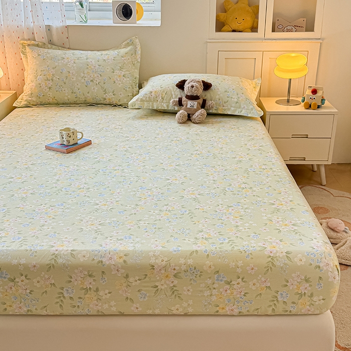 91家纺网 家纺一手货源 找家纺 名优家纺 2026新款12868全棉印花床笠 徐徐花开