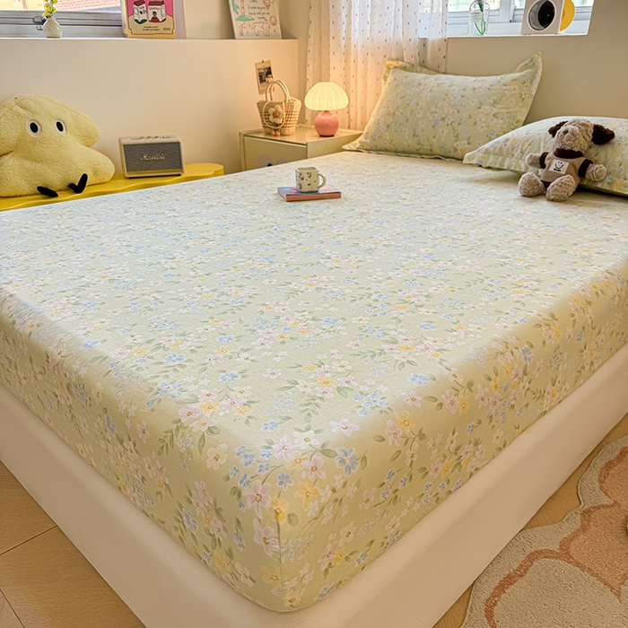 91家纺网 家纺一手货源 找家纺 名优家纺 2026新款12868全棉印花床笠 徐徐花开