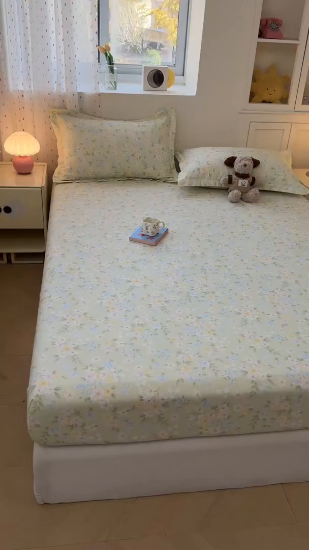 91家纺网 家纺一手货源 找家纺 名优家纺 2026新款12868全棉印花床笠 徐徐花开