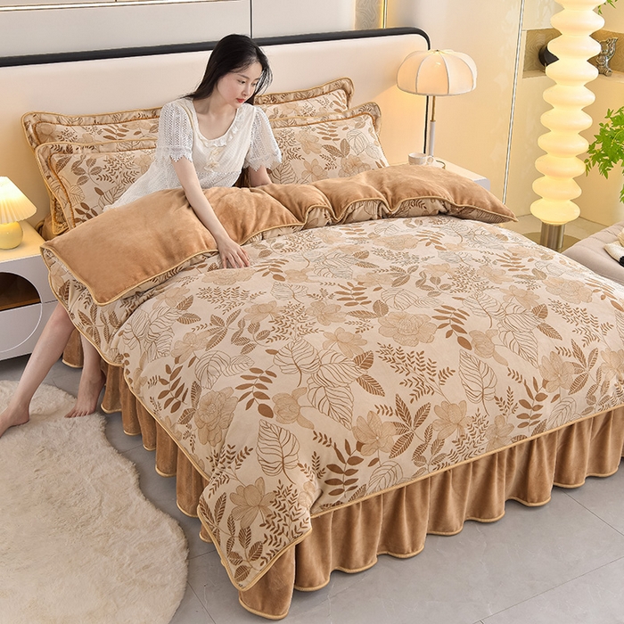 91家纺网 家纺一手货源 找家纺 （总）佳一 2025新款高克重8-9斤印花牛奶绒四件套