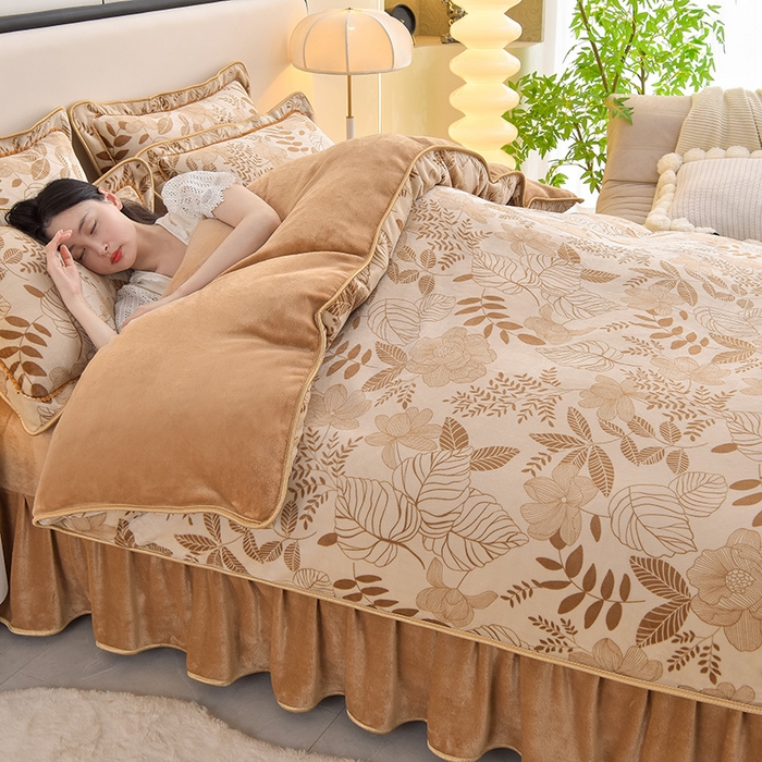 91家纺网 家纺一手货源 找家纺 （总）佳一 2025新款高克重8-9斤印花牛奶绒四件套