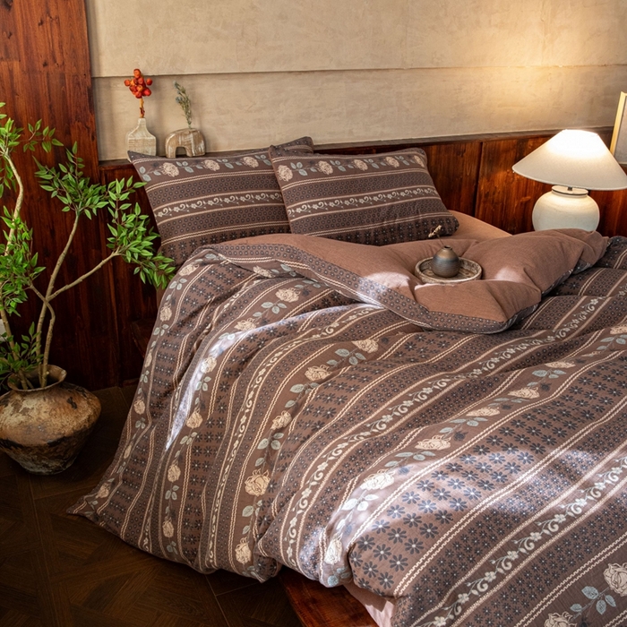 91家纺网 家纺一手货源 找家纺 （总）仰望棉麻双层纱供应链 2025新款浪琴暮歌全棉色织提花双层纱四件套