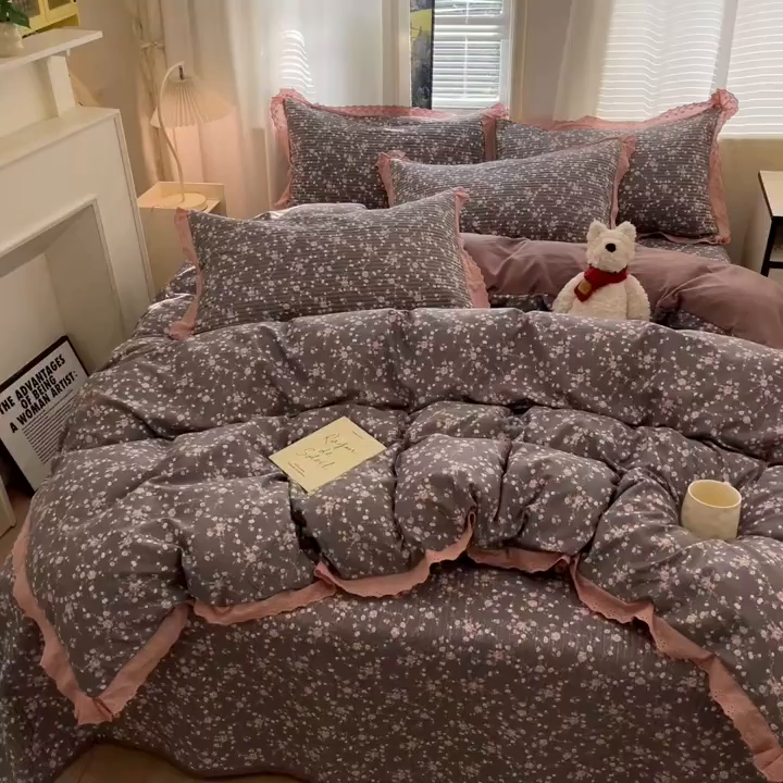 91家纺网 家纺一手货源 找家纺 （总）优悦生活馆 2025新款全棉花边床盖四件套