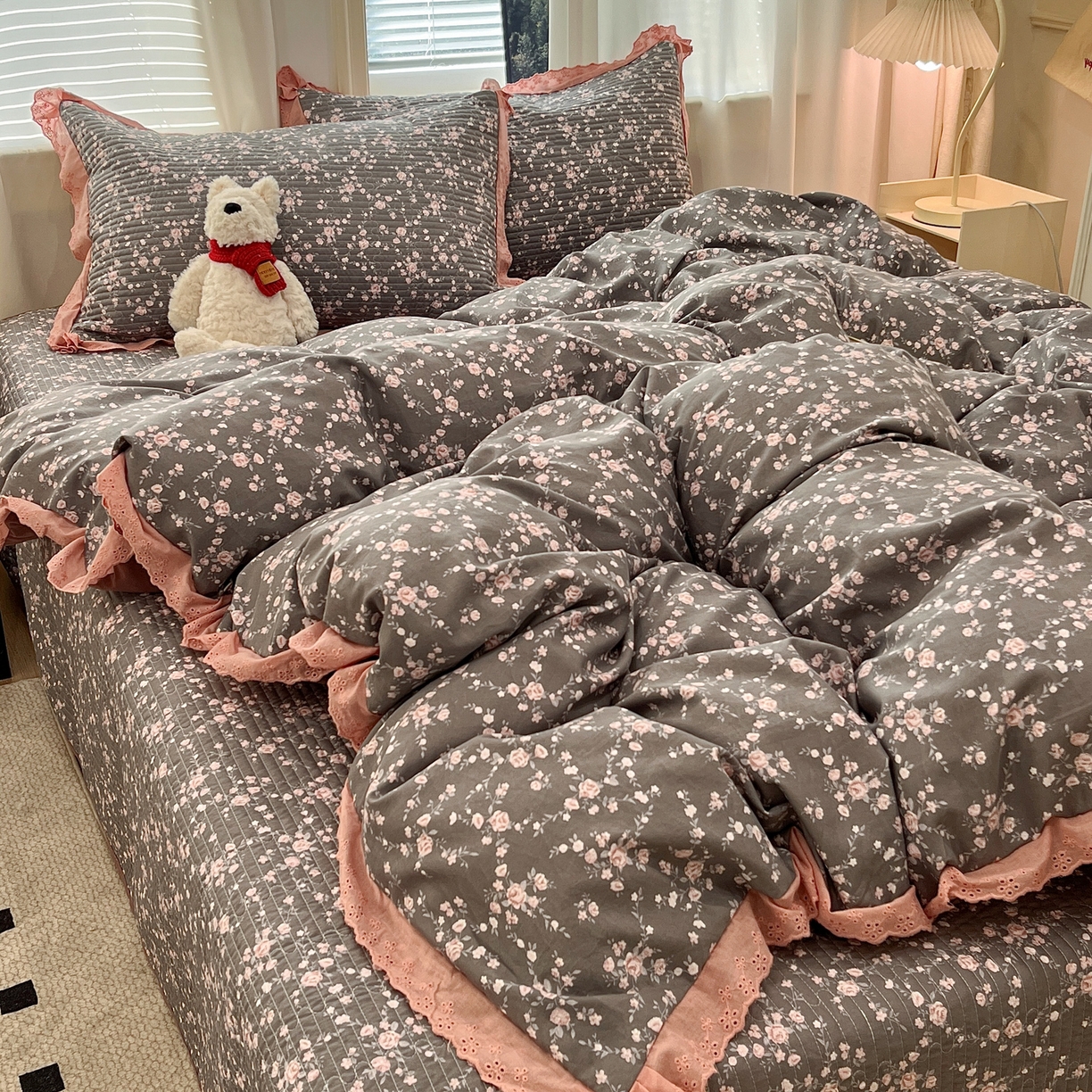 91家纺网 家纺一手货源 找家纺 （总）优悦生活馆 2025新款全棉花边床盖四件套