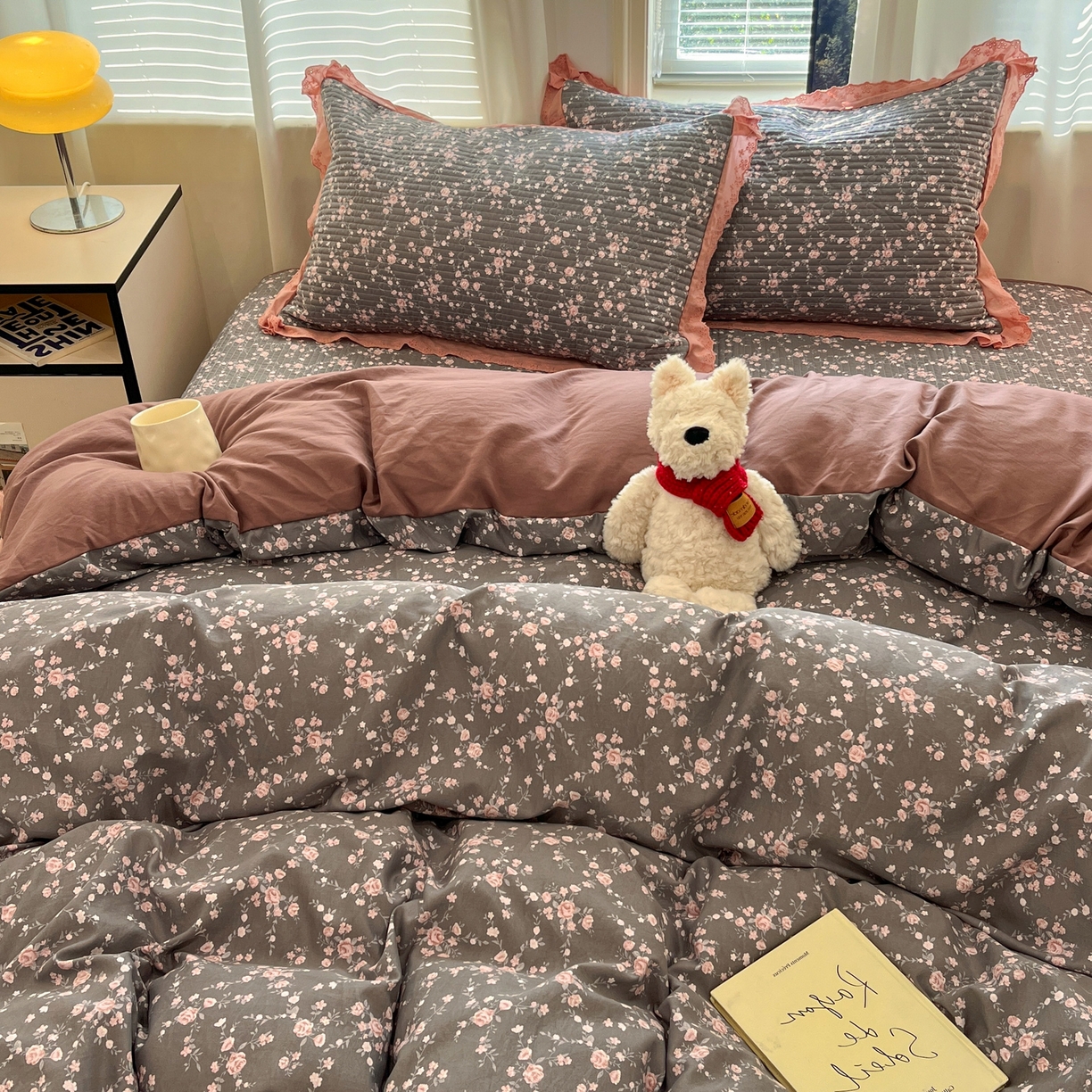 91家纺网 家纺一手货源 找家纺 优悦生活馆 2025新款全棉花边床盖四件套 花田