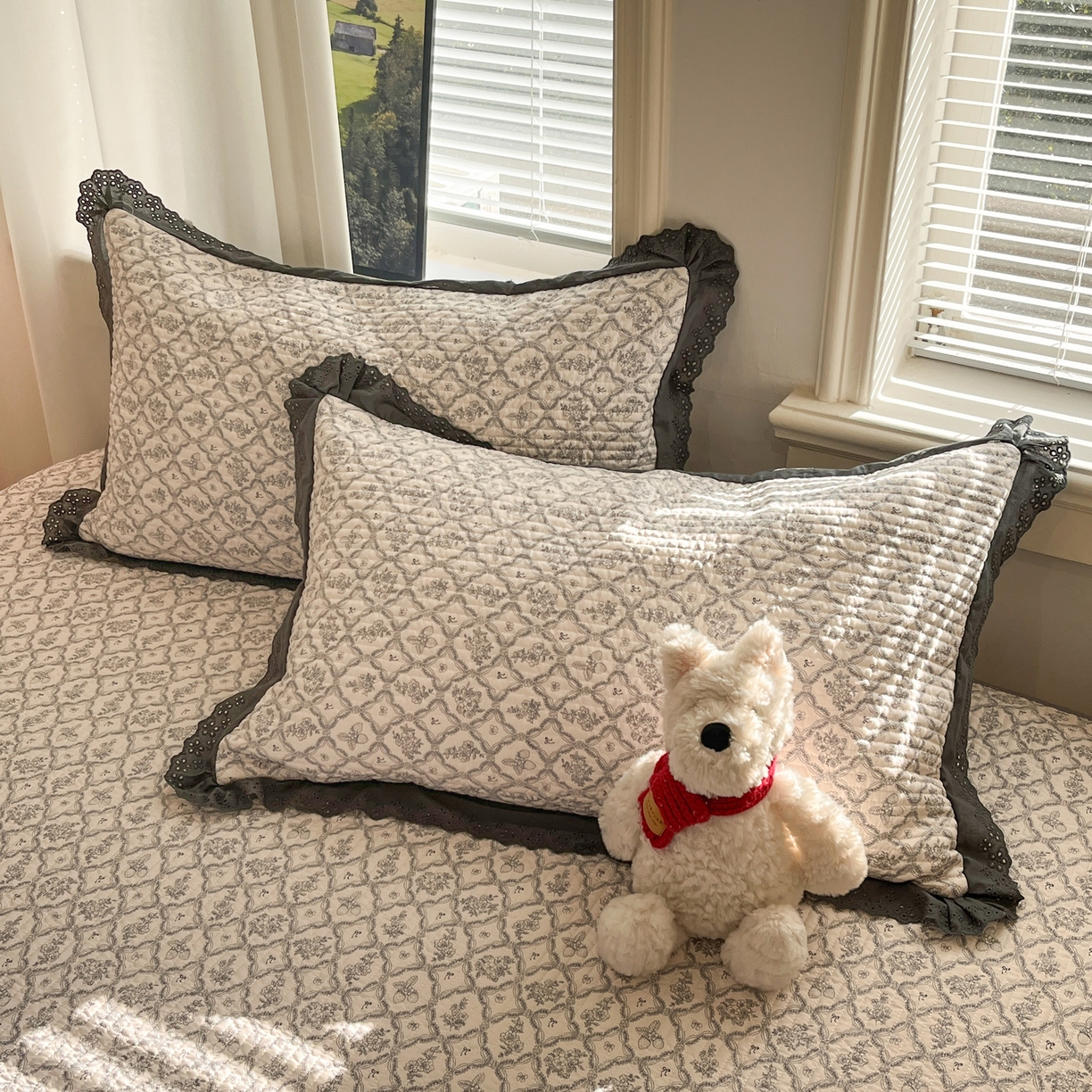 91家纺网 家纺一手货源 找家纺 优悦生活馆 2025新款全棉花边床盖四件套 安娜