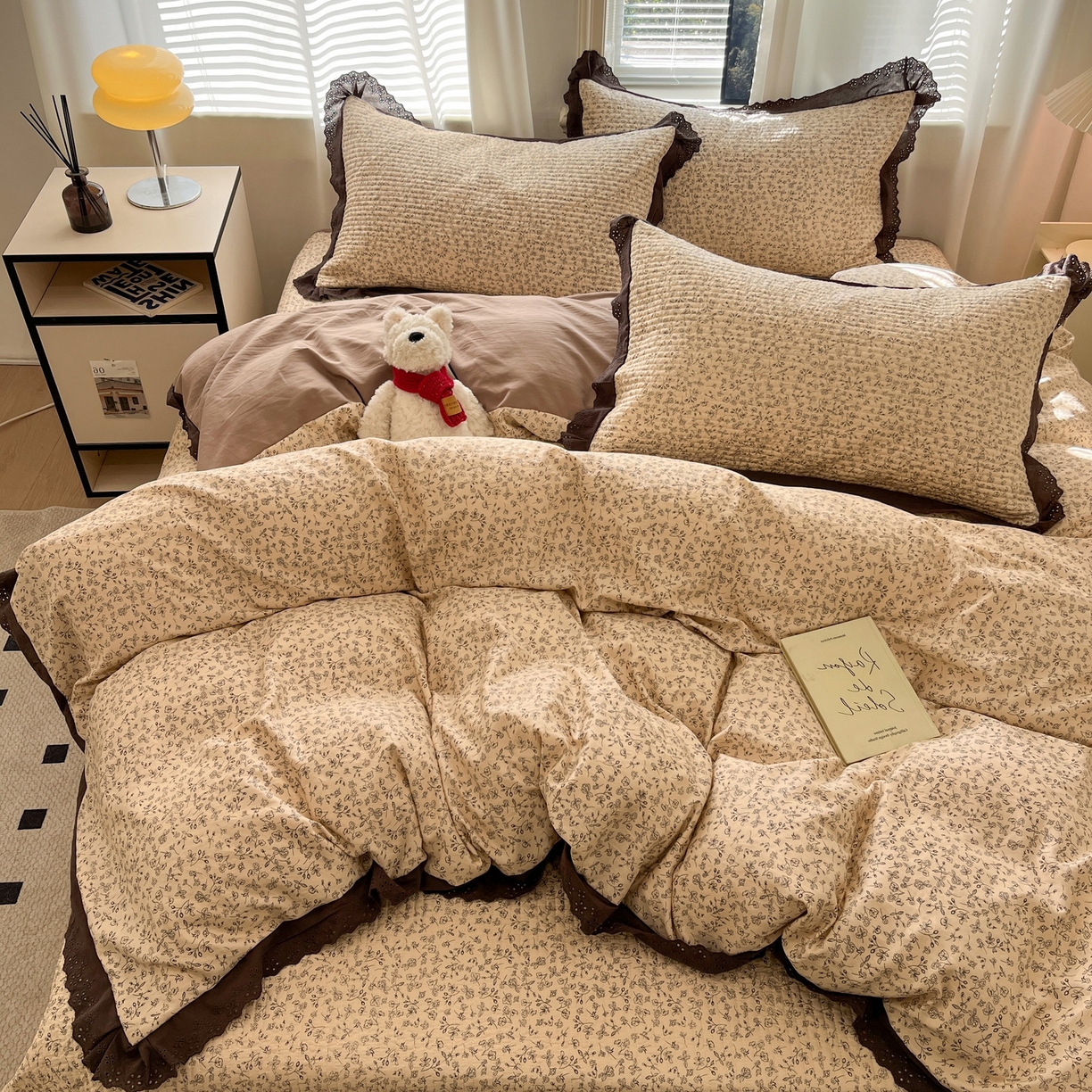 91家纺网 家纺一手货源 找家纺 优悦生活馆 2025新款全棉花边床盖四件套 田园