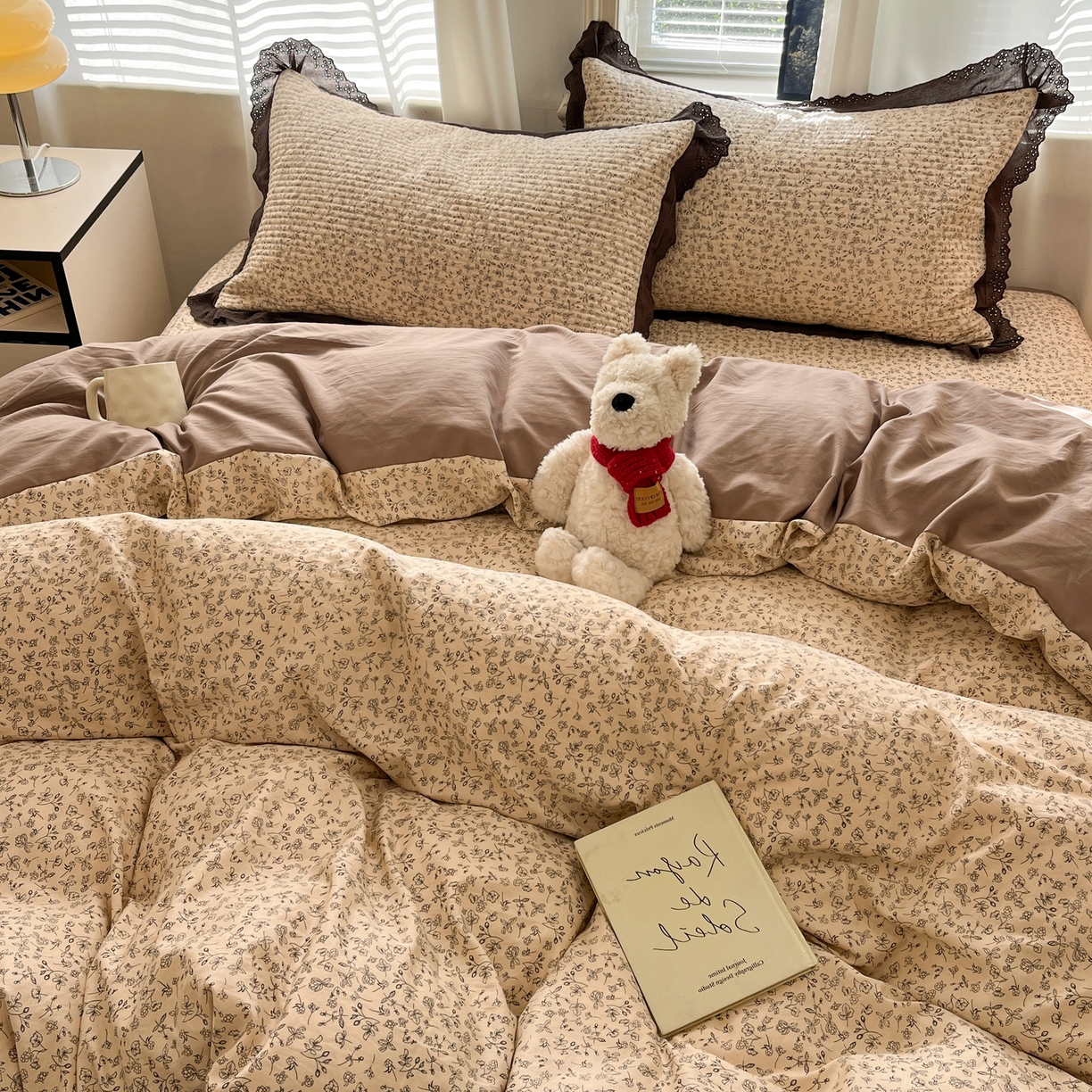 91家纺网 家纺一手货源 找家纺 优悦生活馆 2025新款全棉花边床盖四件套 田园