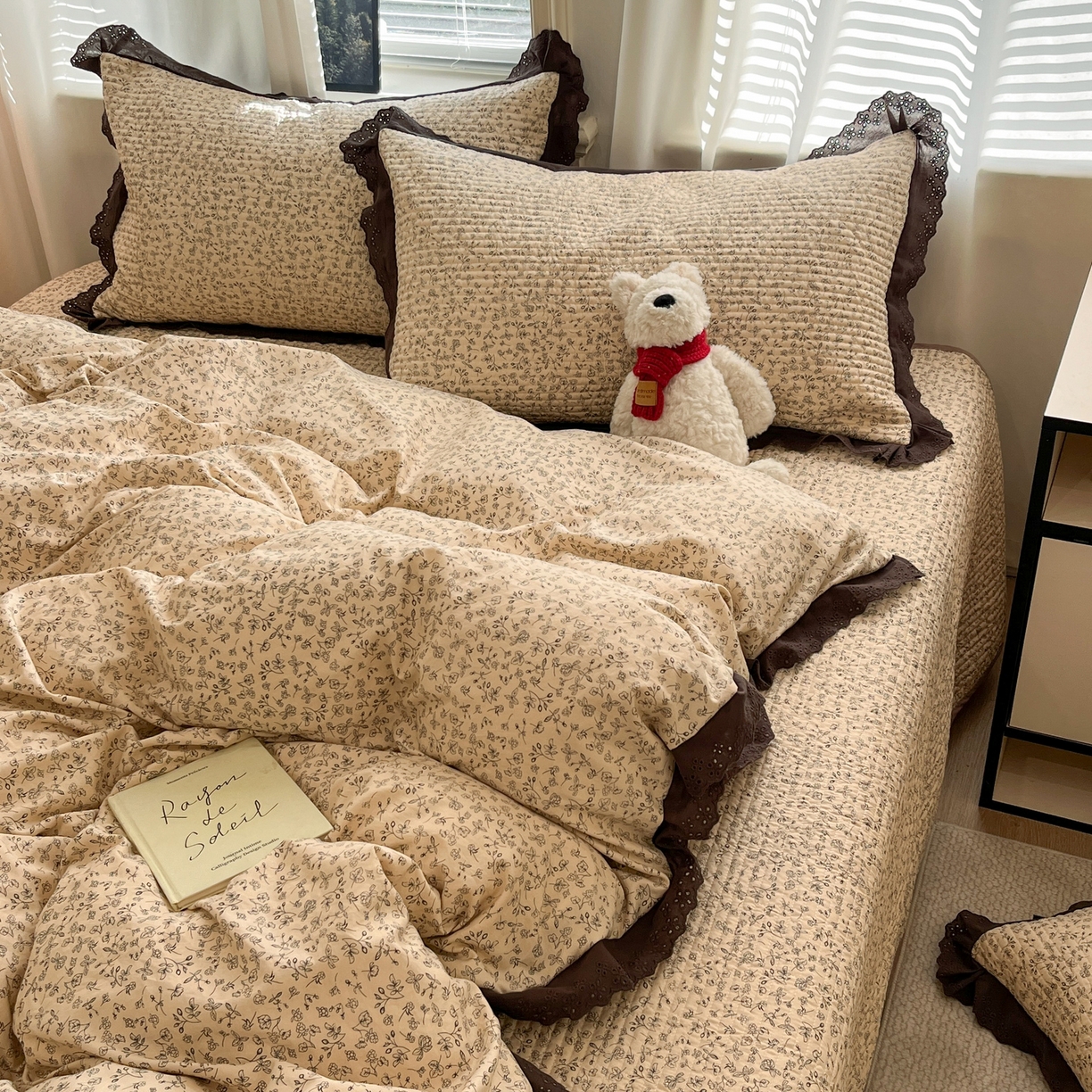 91家纺网 家纺一手货源 找家纺 优悦生活馆 2025新款全棉花边床盖四件套 田园