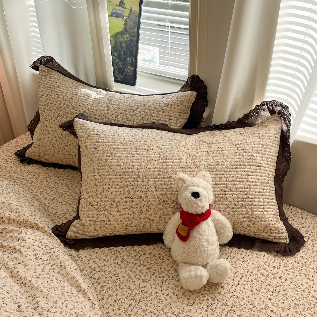 91家纺网 家纺一手货源 找家纺 优悦生活馆 2025新款全棉花边床盖四件套 田园