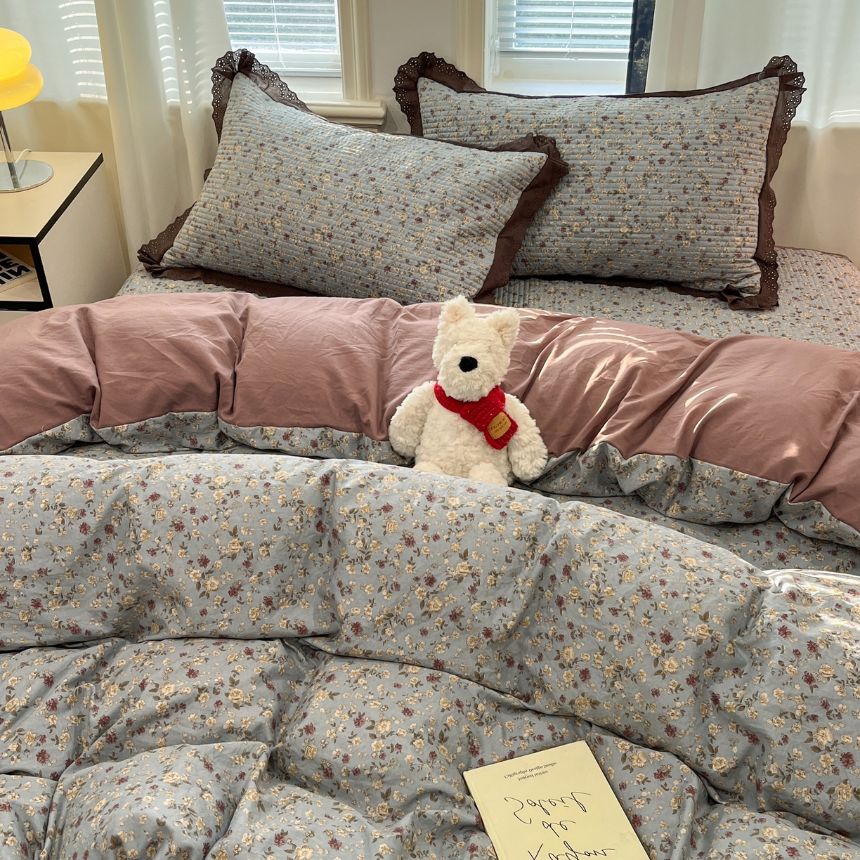 91家纺网 家纺一手货源 找家纺 优悦生活馆 2025新款全棉花边床盖四件套 铜秋