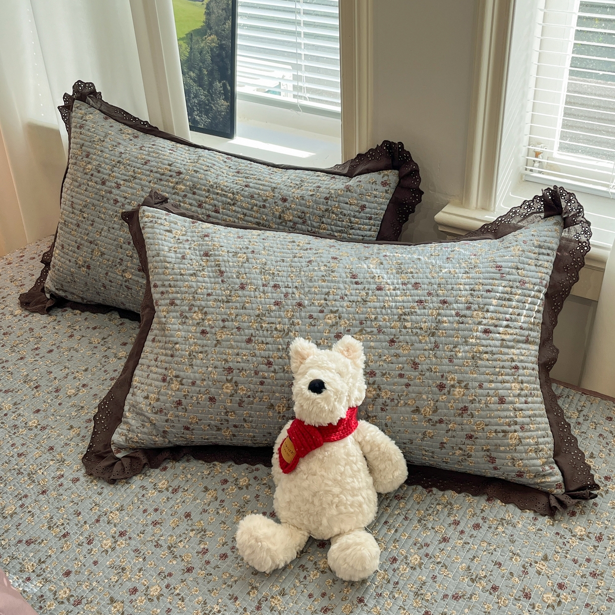 91家纺网 家纺一手货源 找家纺 优悦生活馆 2025新款全棉花边床盖四件套 铜秋