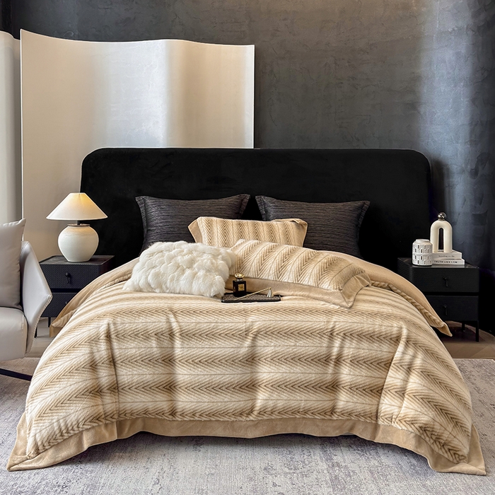 91家纺网 家纺一手货源 找家纺 若未家居 LOVEWE HOUSE 2025新款轻奢中古风风仿真貂绒床盖四件套A版400克B版260克-阿波罗 阿波罗 米杏