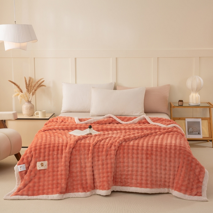 91家纺网 家纺一手货源 找家纺 爱彼家纺 2025热门冬季新款玉兔云绒毛毯单盖毯-多主图系列一 玉兔云绒-赤橙