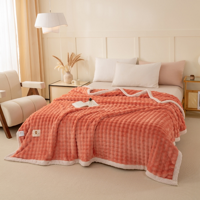 91家纺网 家纺一手货源 找家纺 爱彼家纺 2025热门冬季新款玉兔云绒毛毯单盖毯-多主图系列一 玉兔云绒-赤橙
