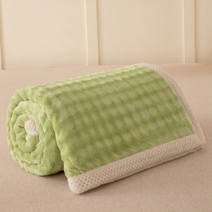 91家纺网 家纺一手货源 找家纺 爱彼家纺 2025热门冬季新款玉兔云绒毛毯单盖毯-多主图系列一 玉兔云绒-茶绿