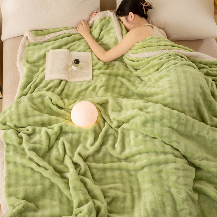 91家纺网 家纺一手货源 找家纺 爱彼家纺 2025热门冬季新款玉兔云绒毛毯单盖毯-多主图系列一 玉兔云绒-茶绿