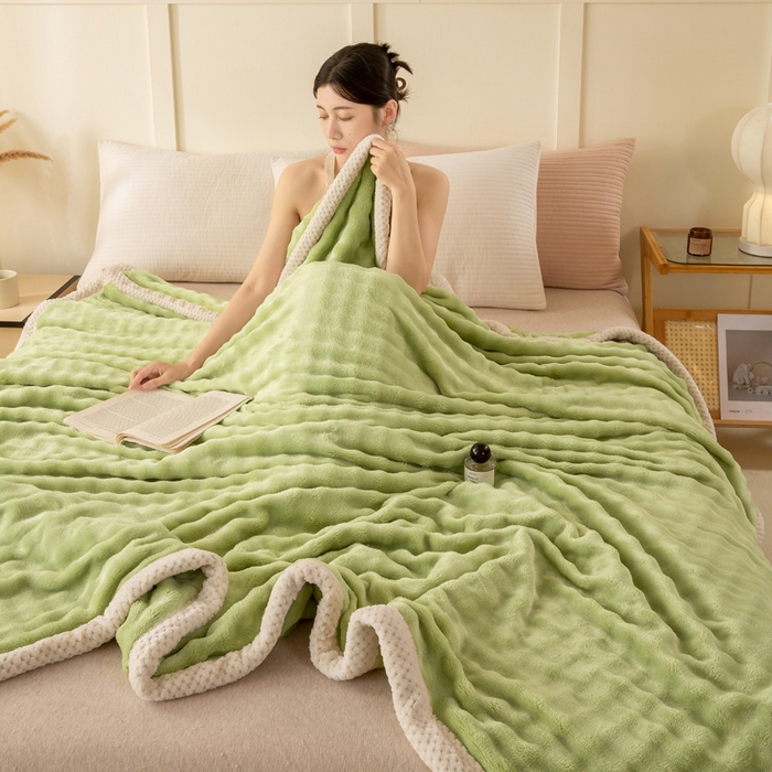 91家纺网 家纺一手货源 找家纺 爱彼家纺 2025热门冬季新款玉兔云绒毛毯单盖毯-多主图系列一 玉兔云绒-茶绿